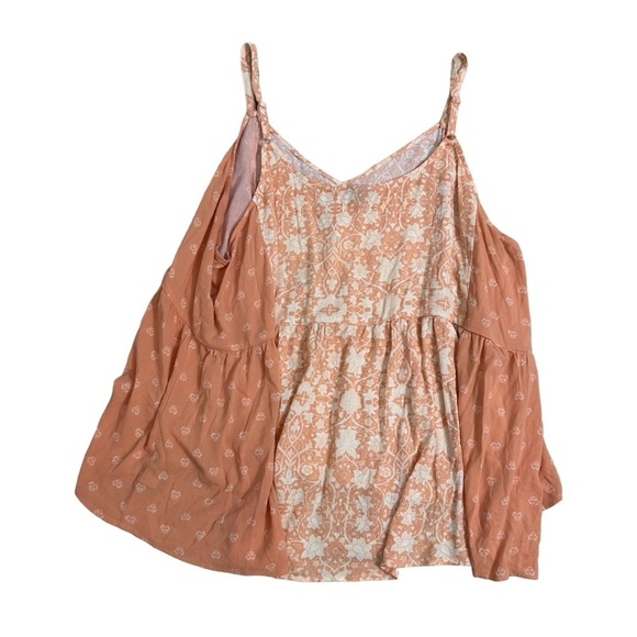 Torrid Tank Top Blouse Gauzey Orange Boho Floral Summer Crinkle Plus Size 4X - Picture 3 of 5